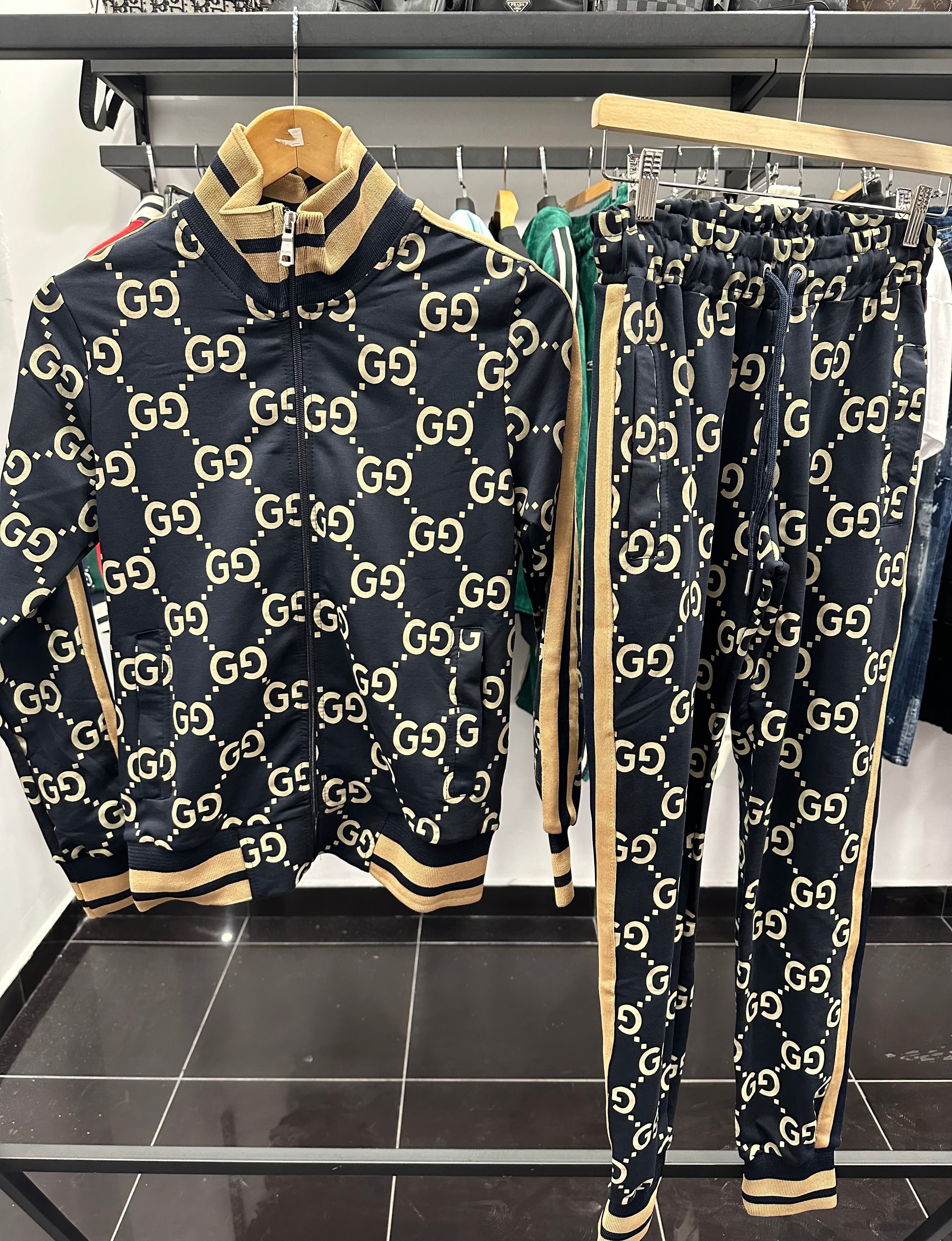 Gucci GG Tracksuit Set Black & Gold