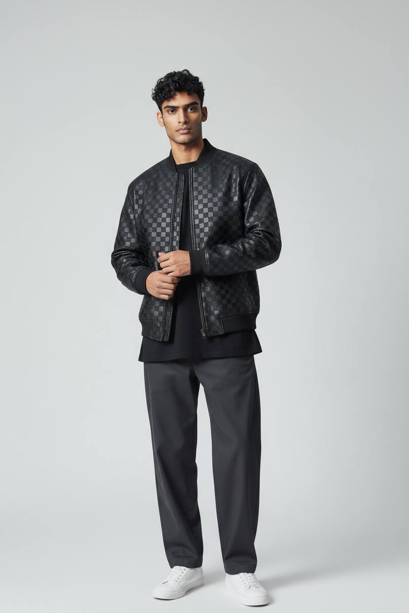 Louis Vuitton Damier Leather Jacket Black