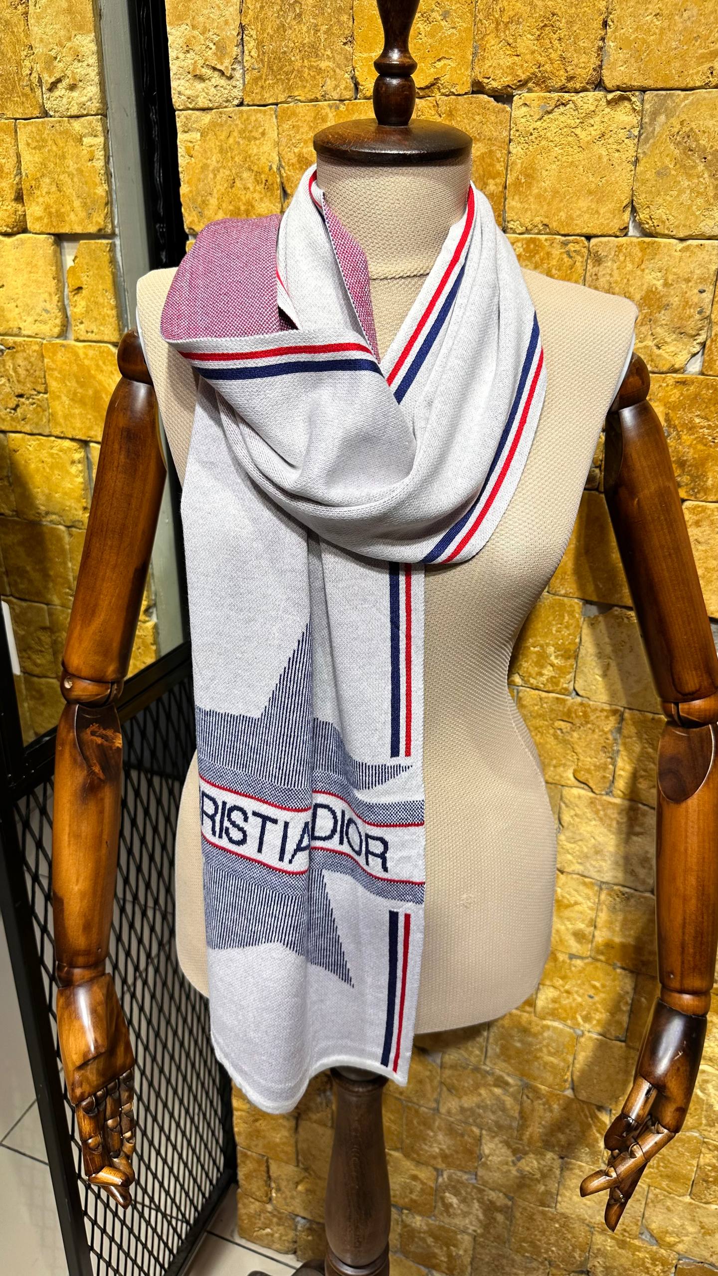 Christian Dior Κασμιρένιο Σάλι Άσπρο