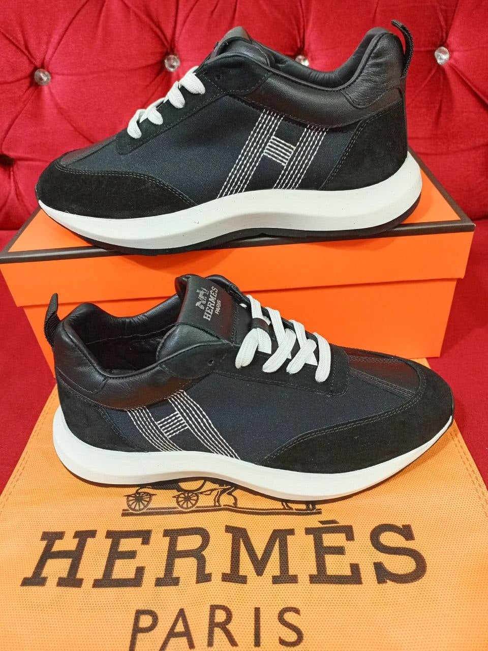 Hermes black sneakers
