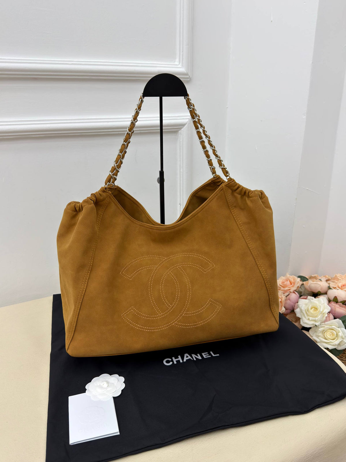 Chanel Suede Shopping Bag Camel