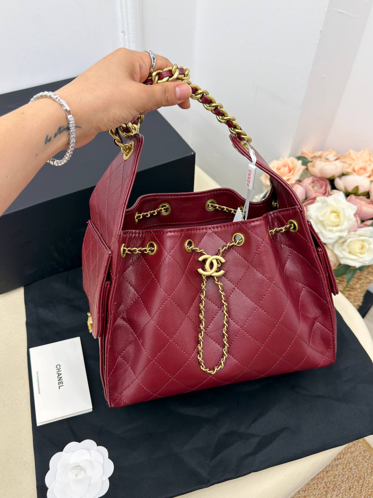CHANEL Gabrielle Bucket Bag Burgundy