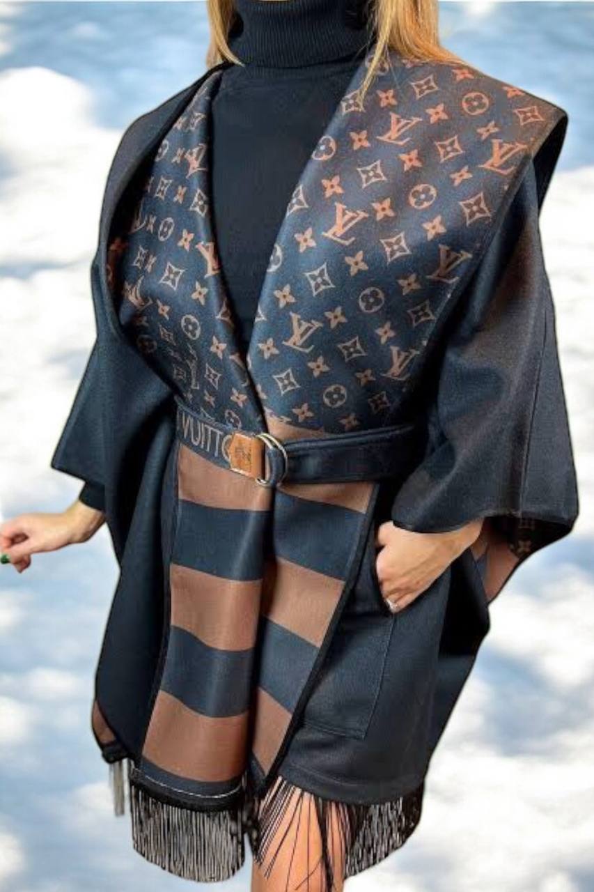 Louis Vuitton Monogram Hooded Coat Black