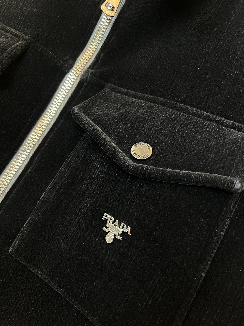 Prada Corduroy Zip Jacket Black