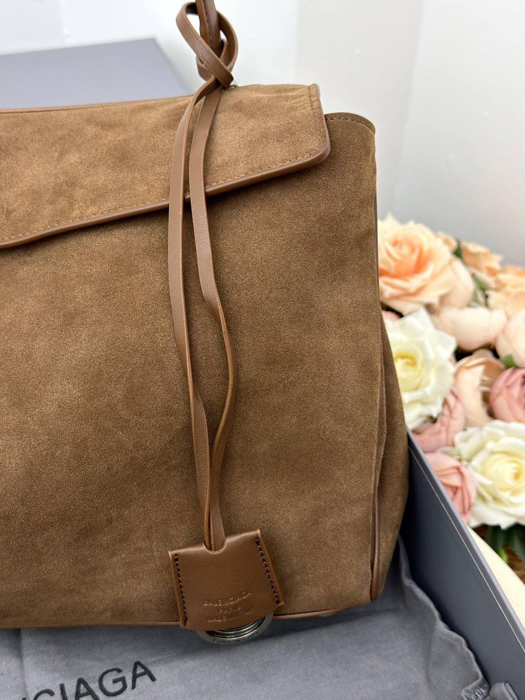 Balenciaga Suede Shoulder Bag Brown