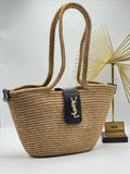 Ysl Raffia Logo Tote Bag