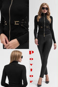 Elisabetta Franchi Zip-Up Belted Top Black