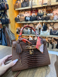 Hermès Kelly Croco Brown Handbag
