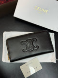 Celine Triomphe Zip Around Wallet Black