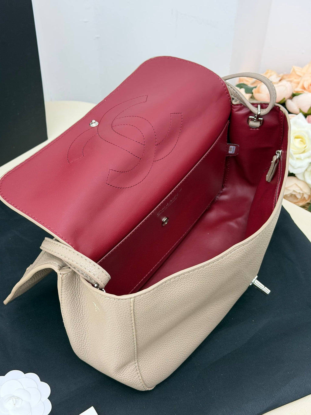 CHANEL Classic Flap Shoulder Bag Beige
