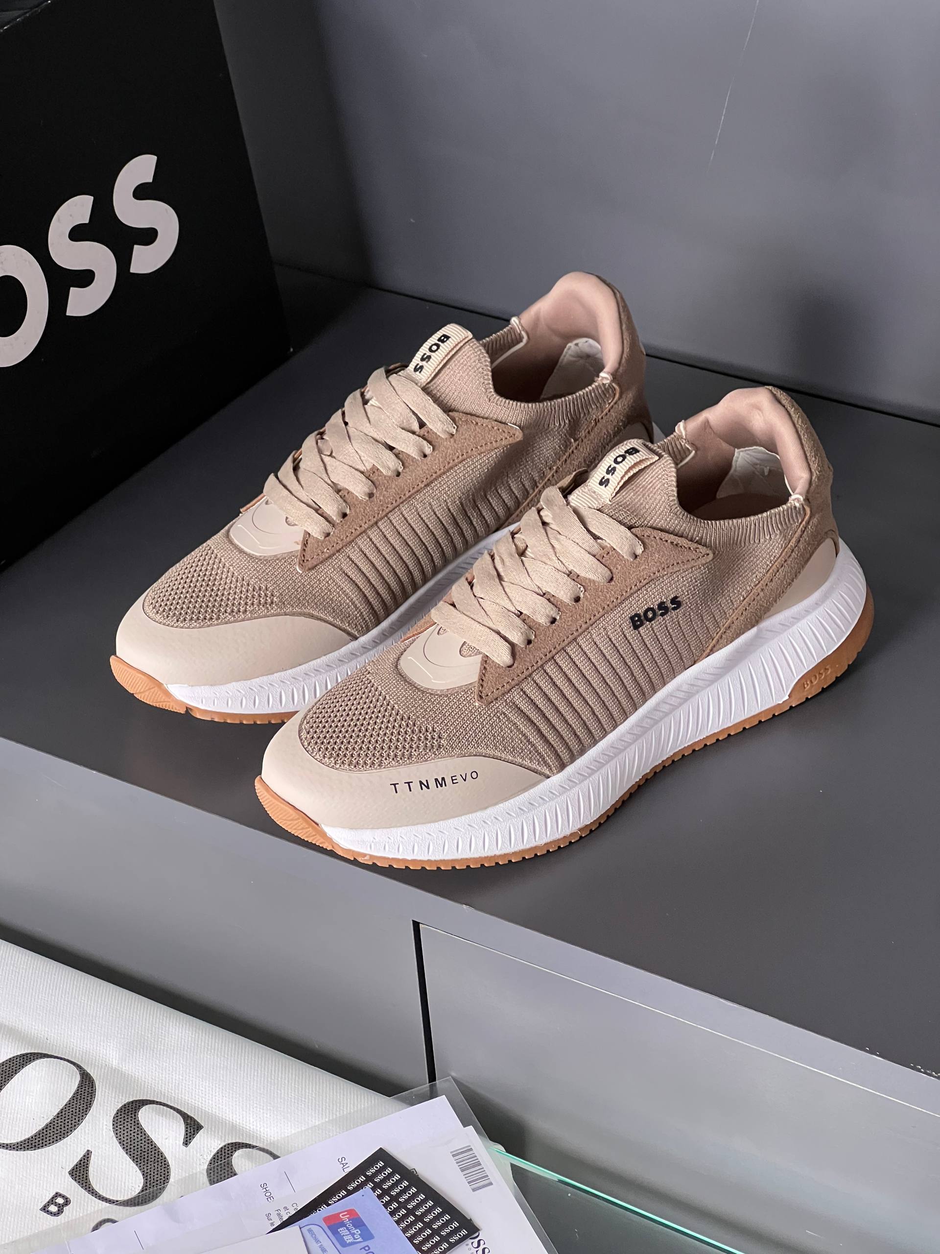 Boss Knit Sneakers Beige