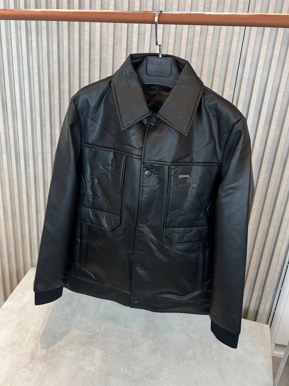 Louis Vuitton Monogram Embossed Leather Jacket Black