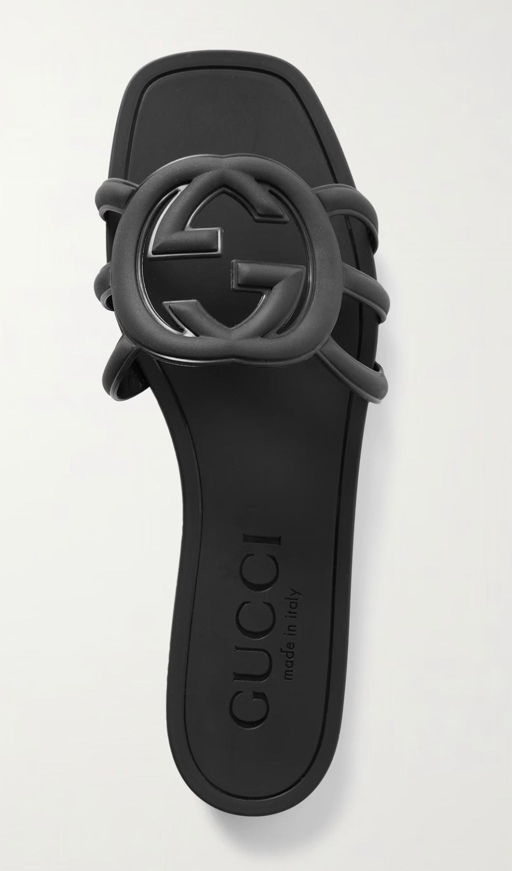 Gucci Interlocking G Rubber Slide Sandals Black