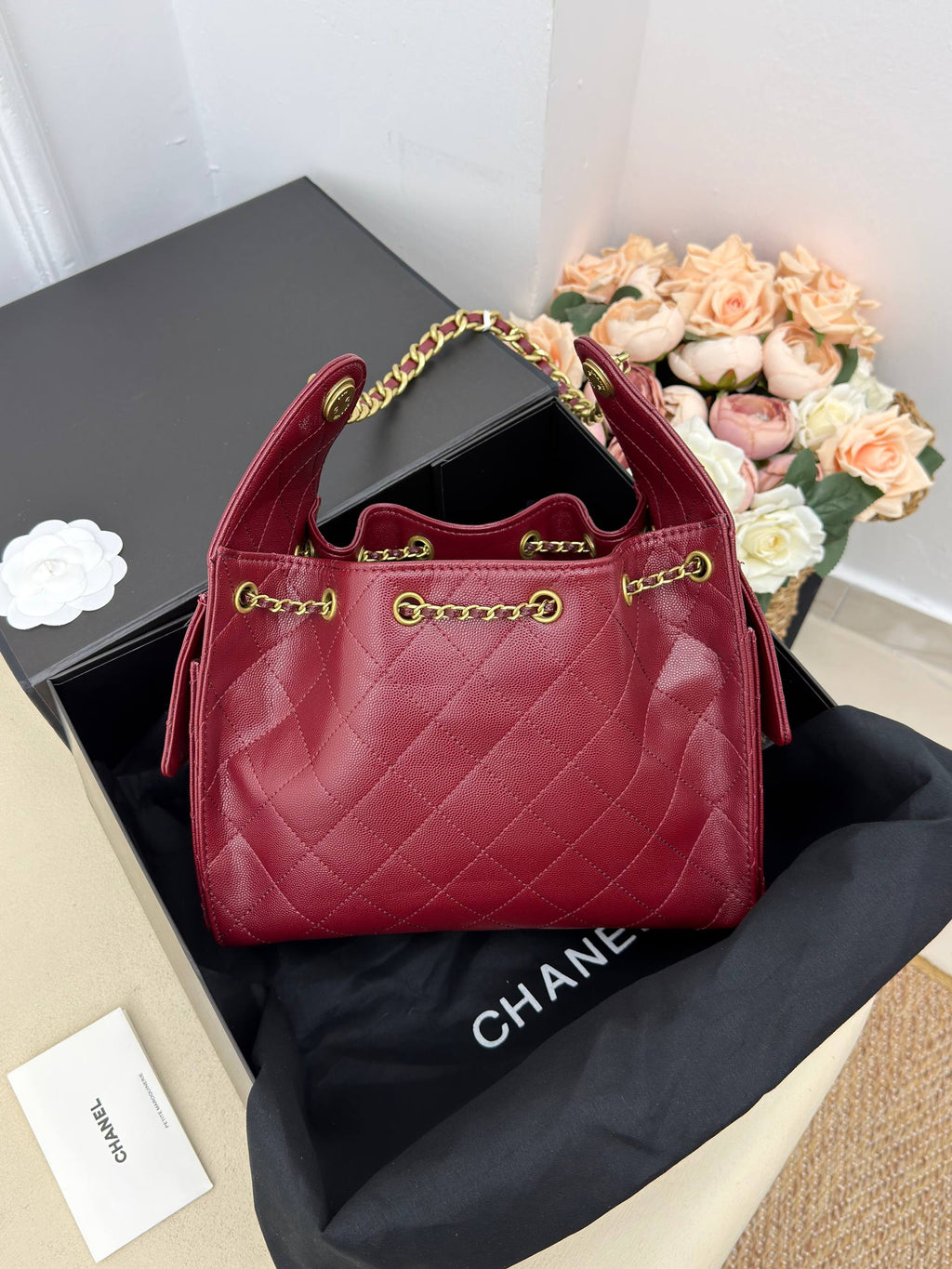CHANEL Gabrielle Bucket Bag Burgundy