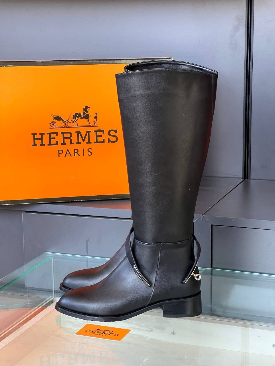 Hermes Μπότες Kelly Μαύρες