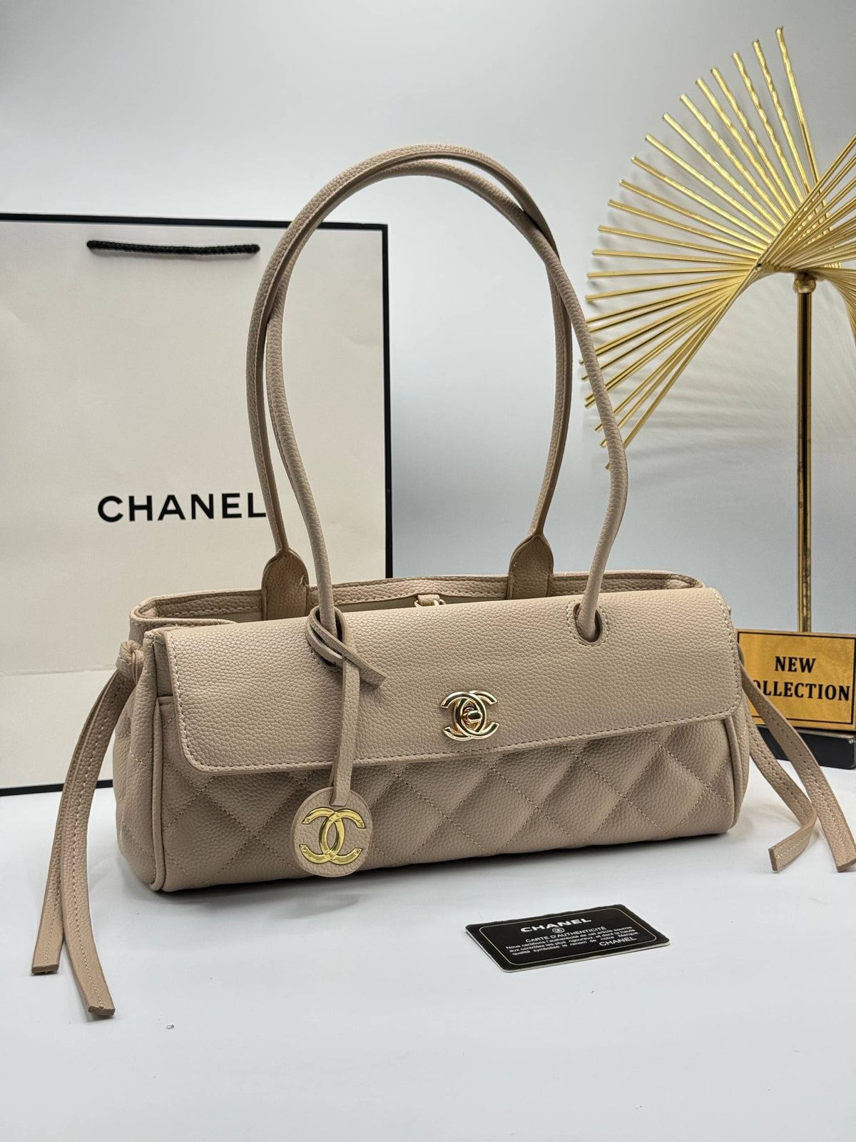 Chanel Quilted Shoulder Bag Beige