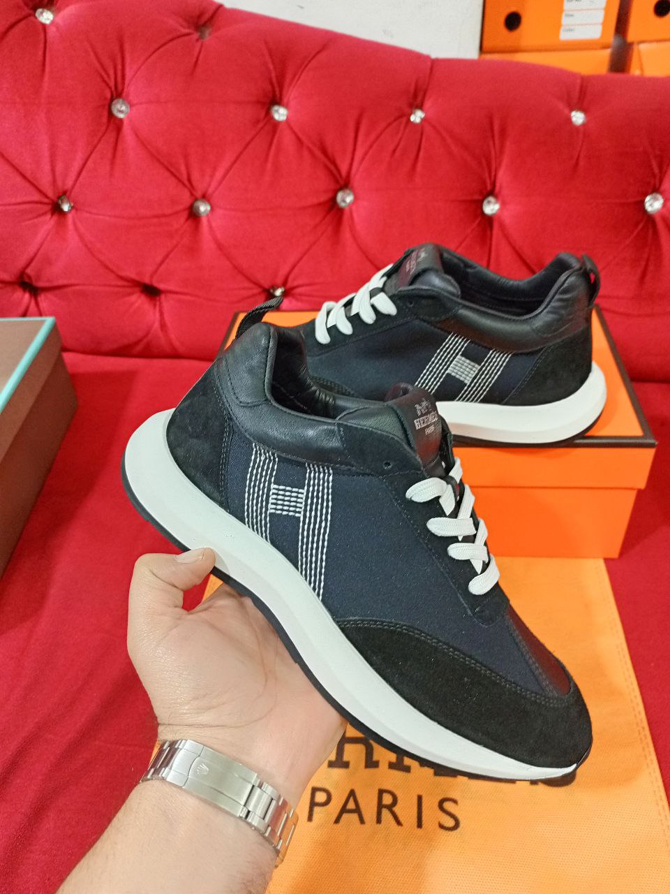 Hermes black sneakers