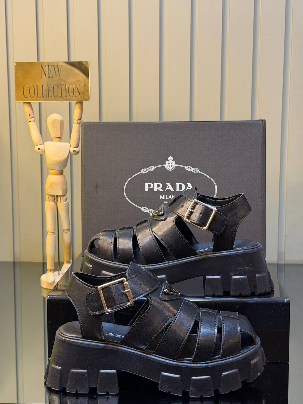 Prada Monolith Leather Sandals