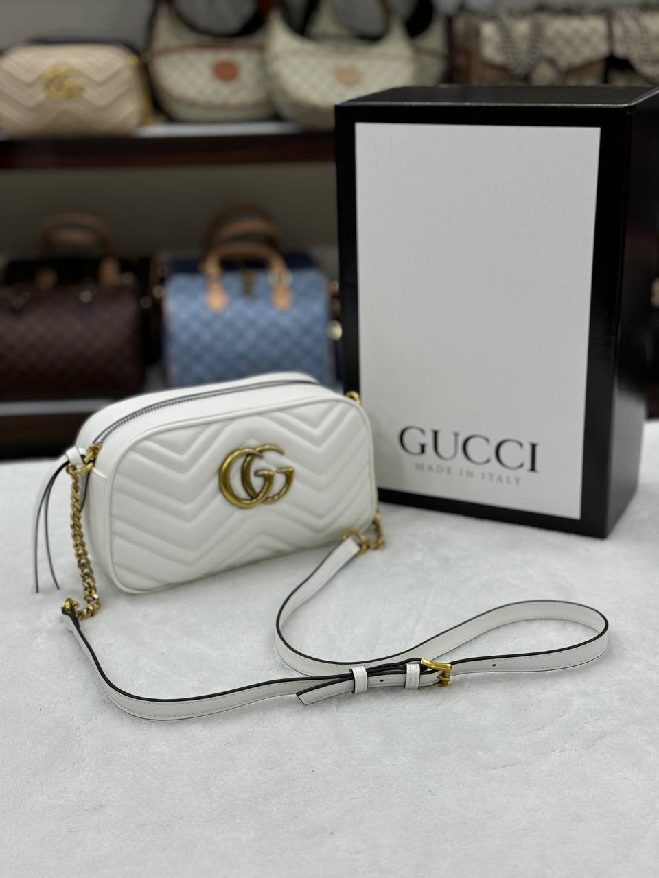 Gucci GG Marmont Camera Bag White