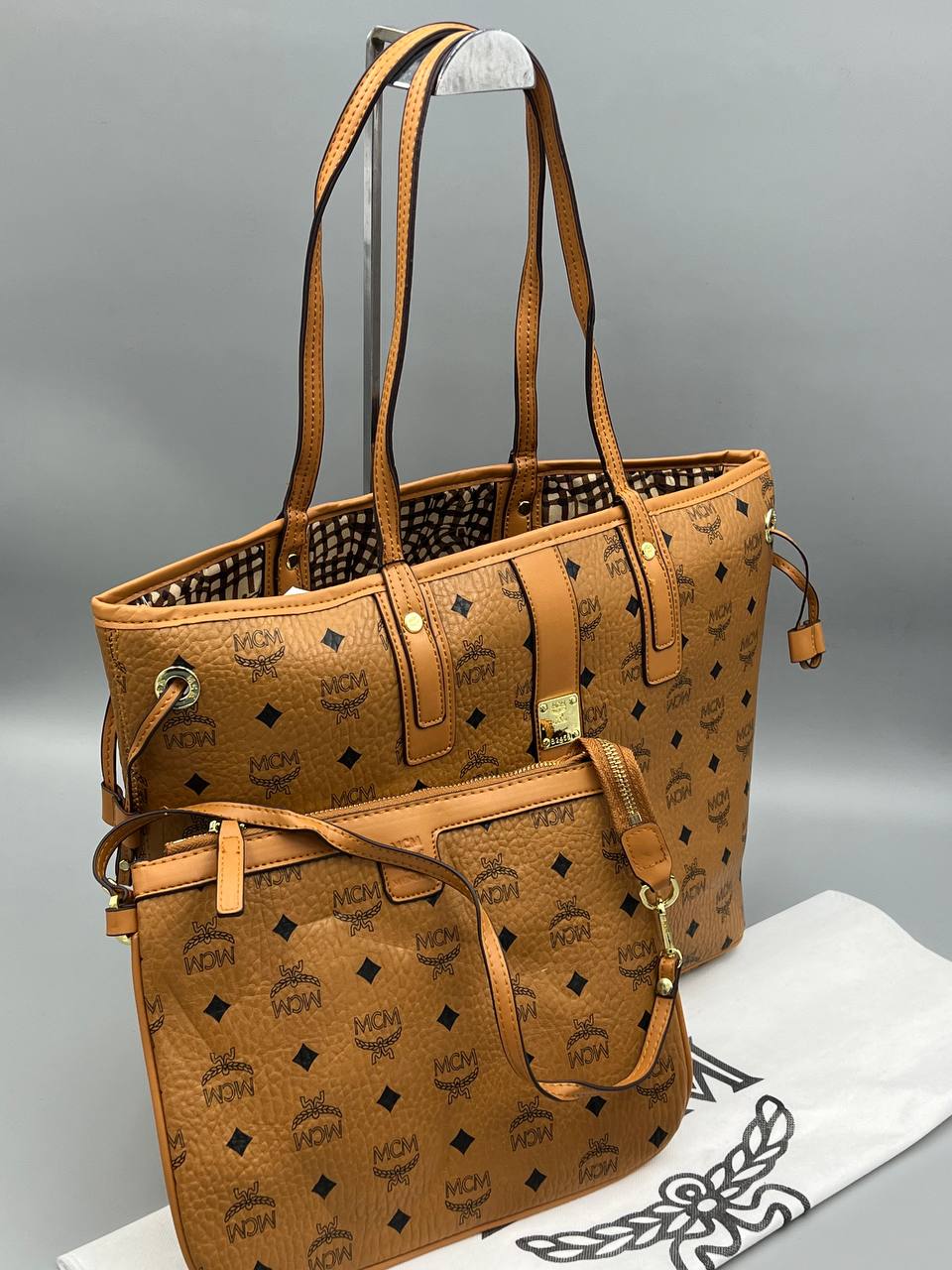 MCM Shopper Bag Cognac Set