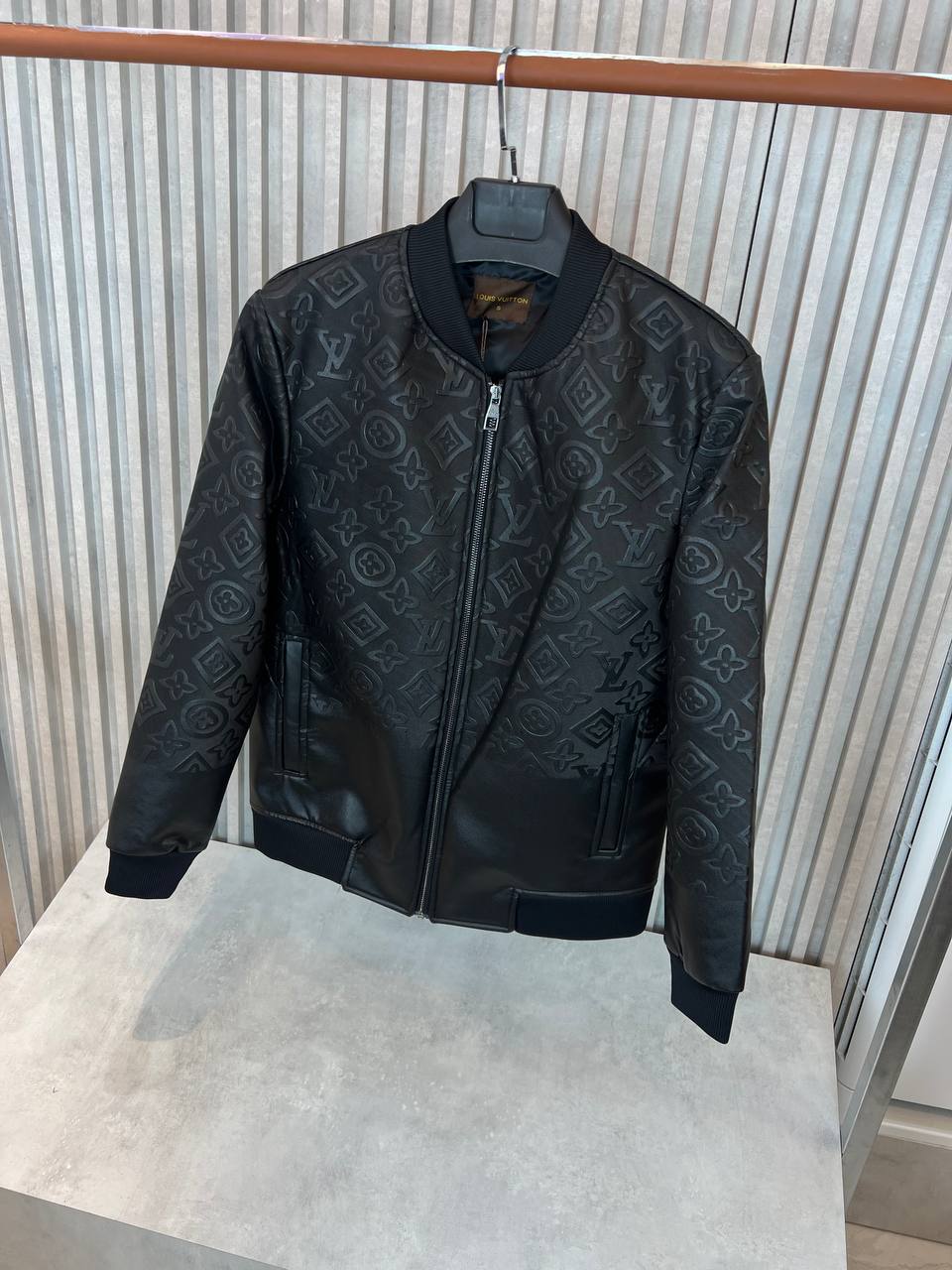 Louis Vuitton Monogram Embossed Bomber Jacket Black