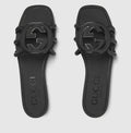 Gucci Interlocking G Rubber Slide Sandals Black