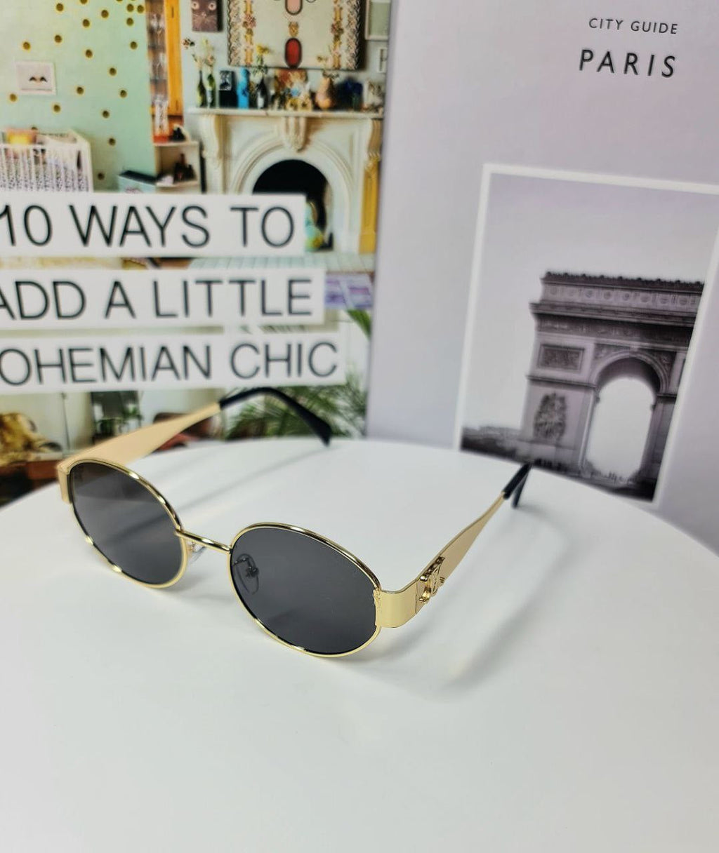 CELINE Triomphe Metal Oval Sunglasses Gold