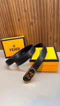 Fendi FF Logo Leather Belt Black