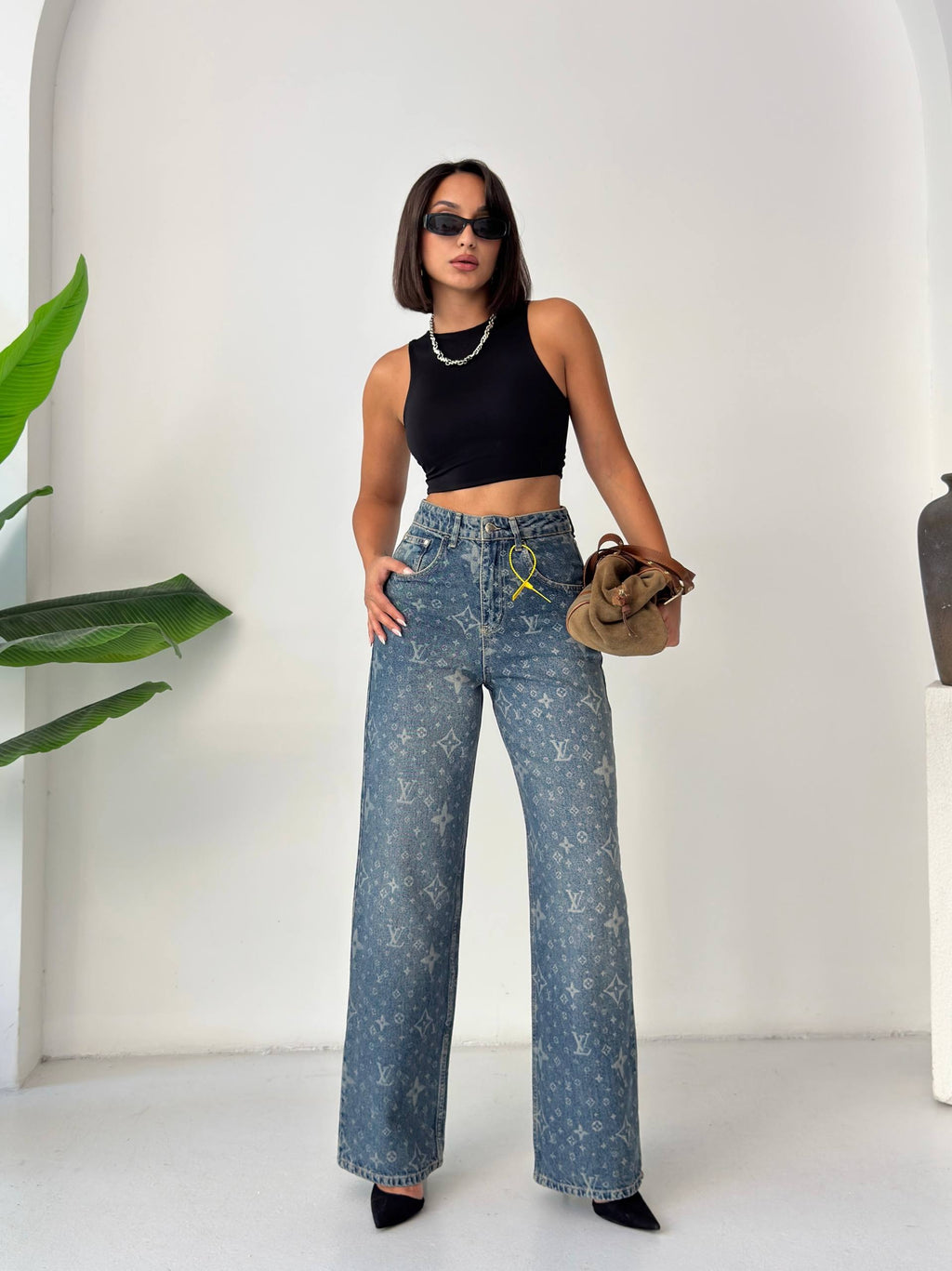 Louis Vuitton Monogram Wide Leg Jeans Blue