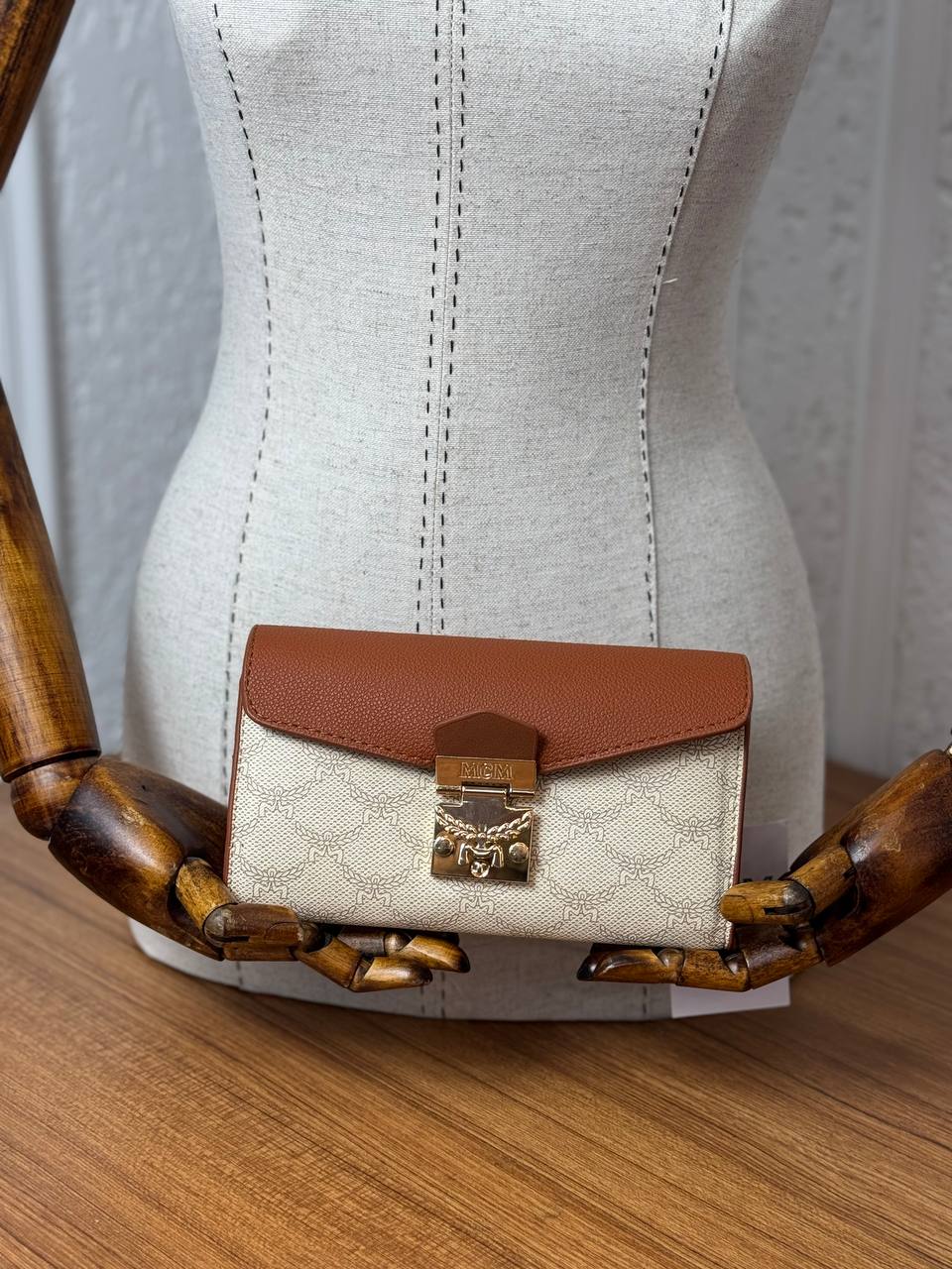 MCM Patricia Wallet Beige Visetos