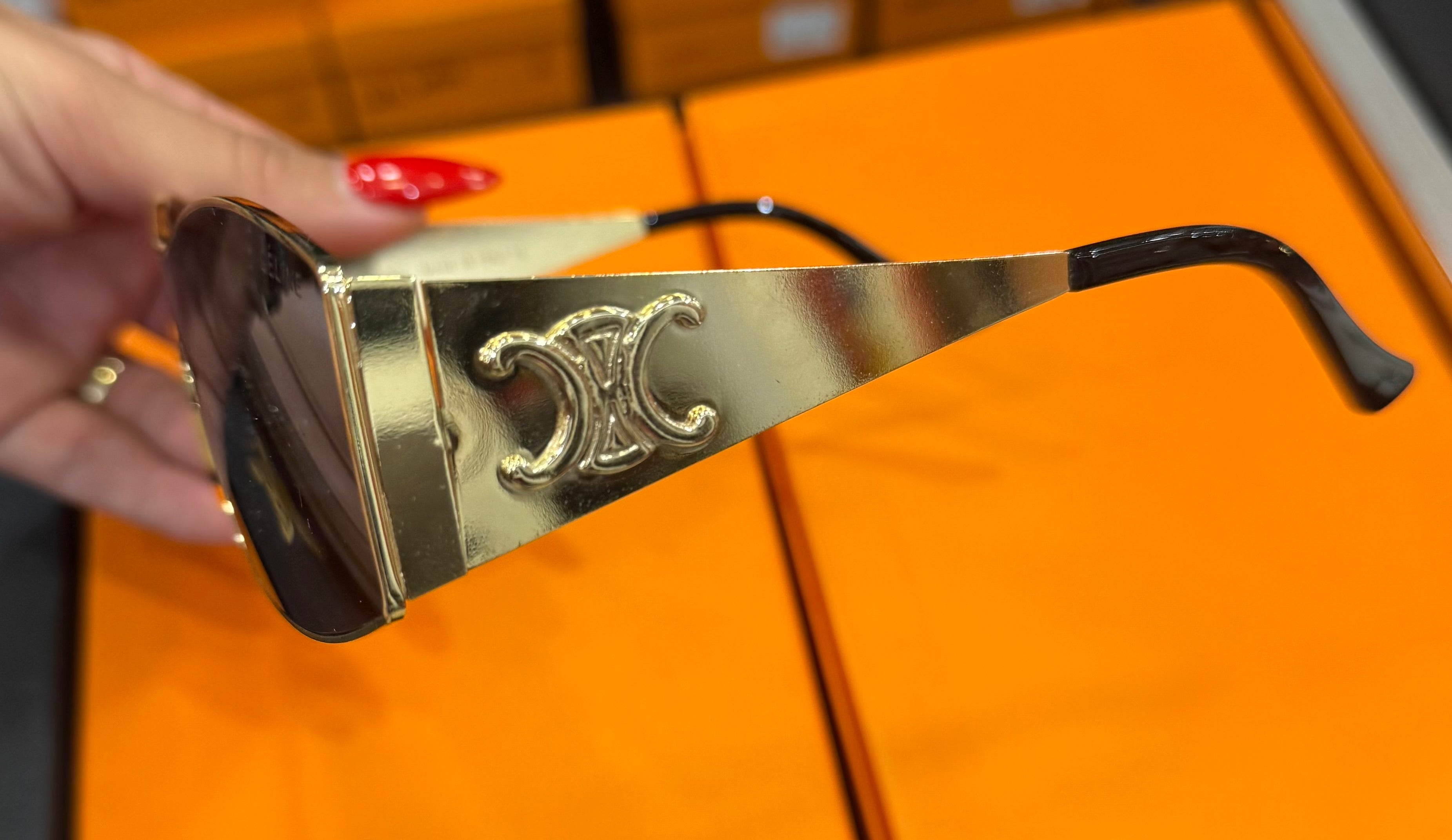 CELINE Triomphe Gold Shield Sunglasses