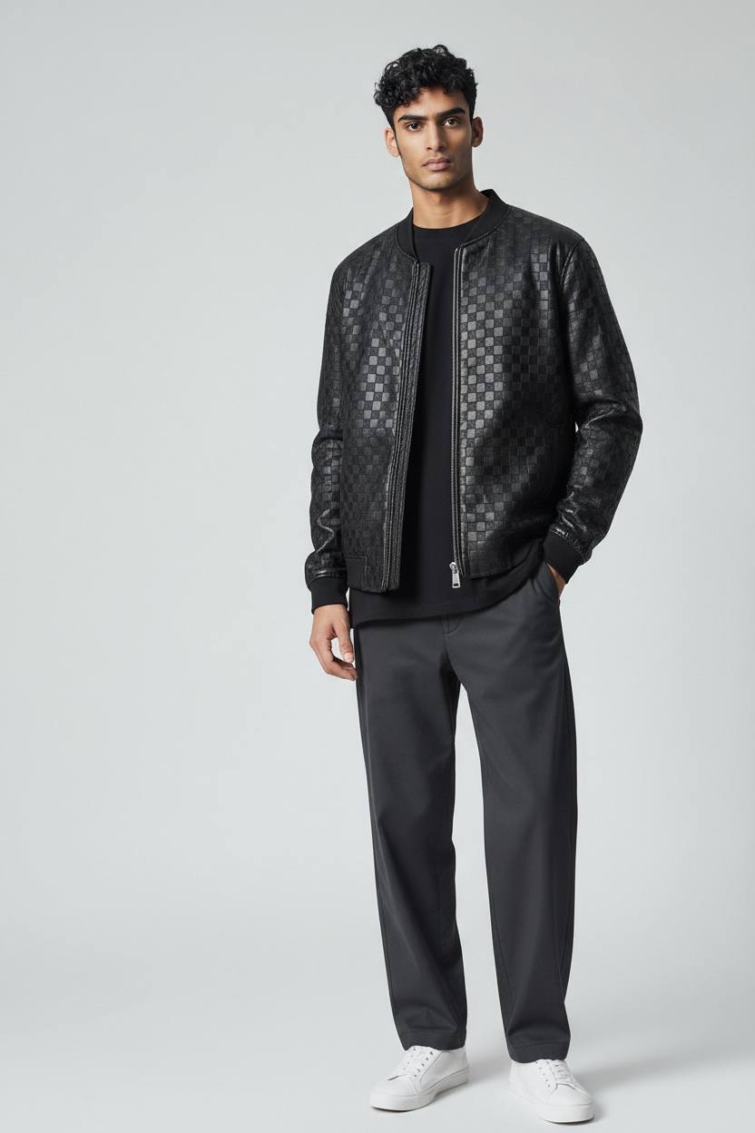 Louis Vuitton Damier Leather Jacket Black