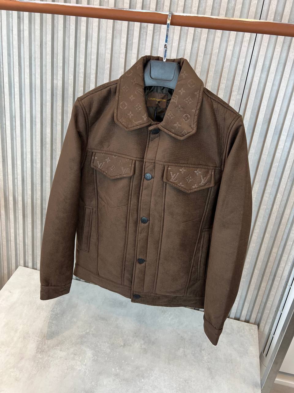 Louis Vuitton Monogram Suede-Effect Trucker Jacket Brown