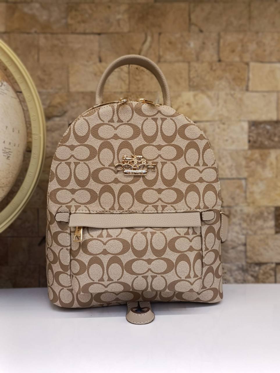 Coach Signature Backpack Beige