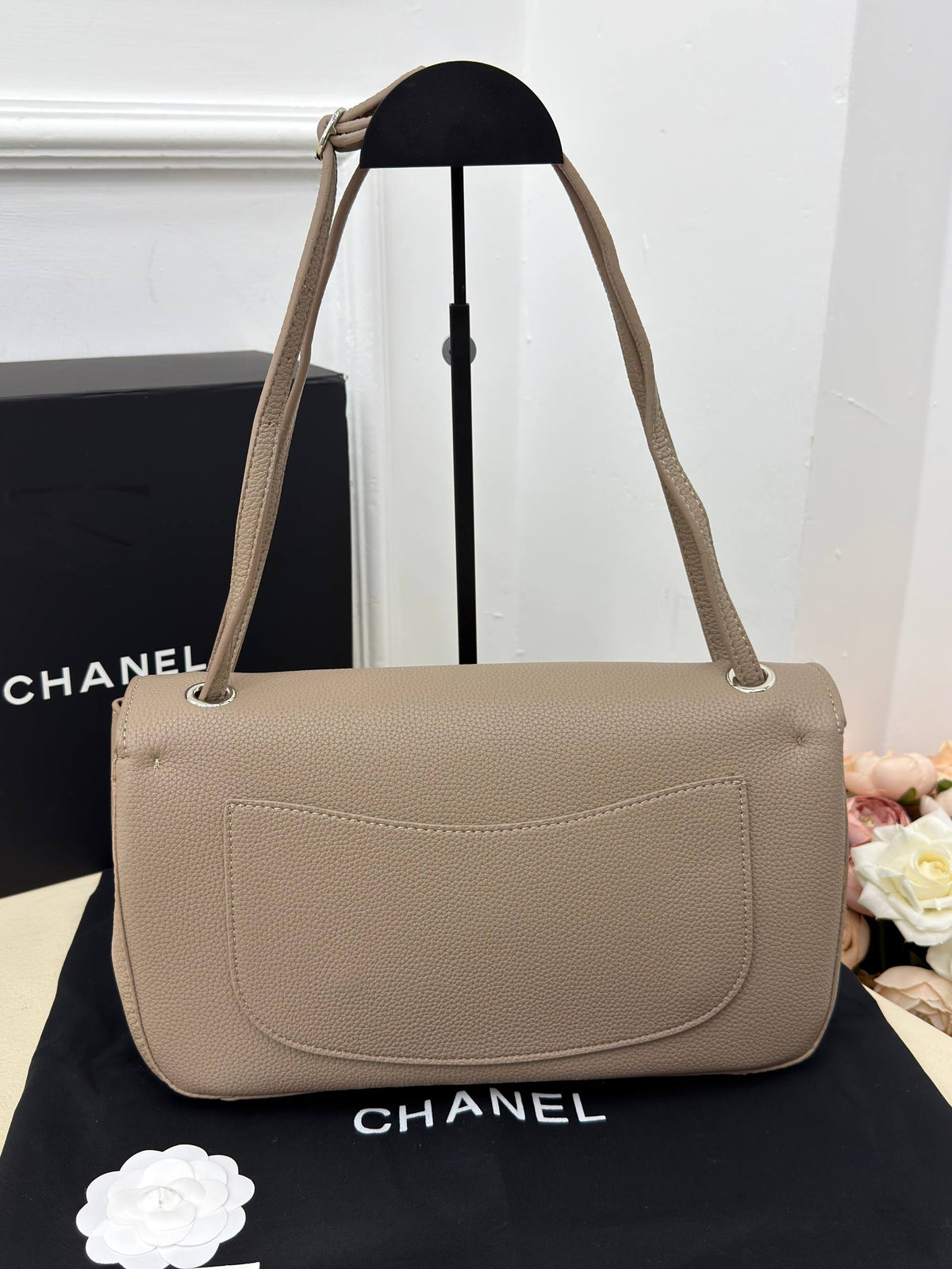 CHANEL Classic Flap Shoulder Bag Beige