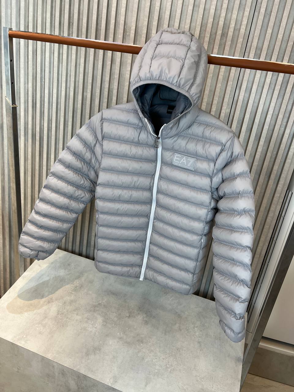EA7 Emporio Armani Hooded Puffer Jacket Grey