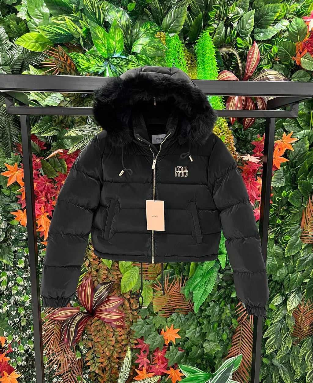 Miu Miu Cropped Puffer Jacket Black
