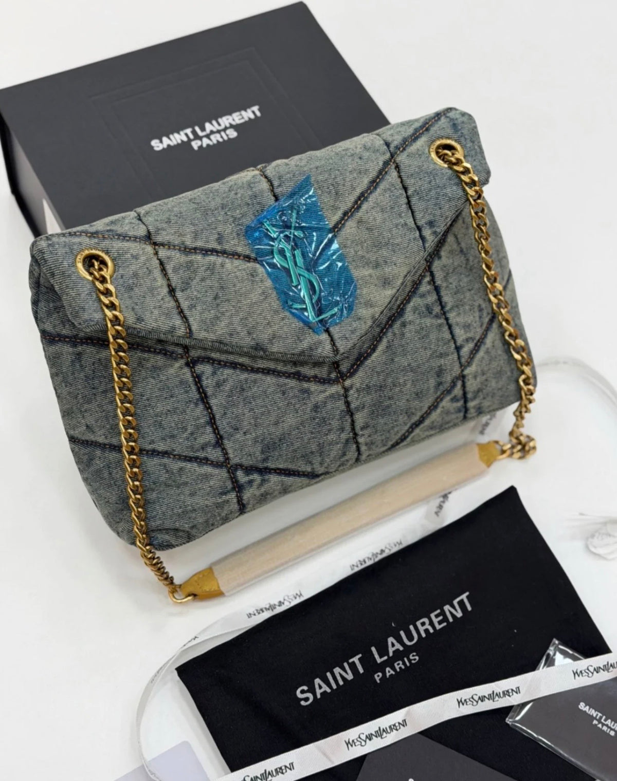 Saint Laurent Denim Puffer Bag