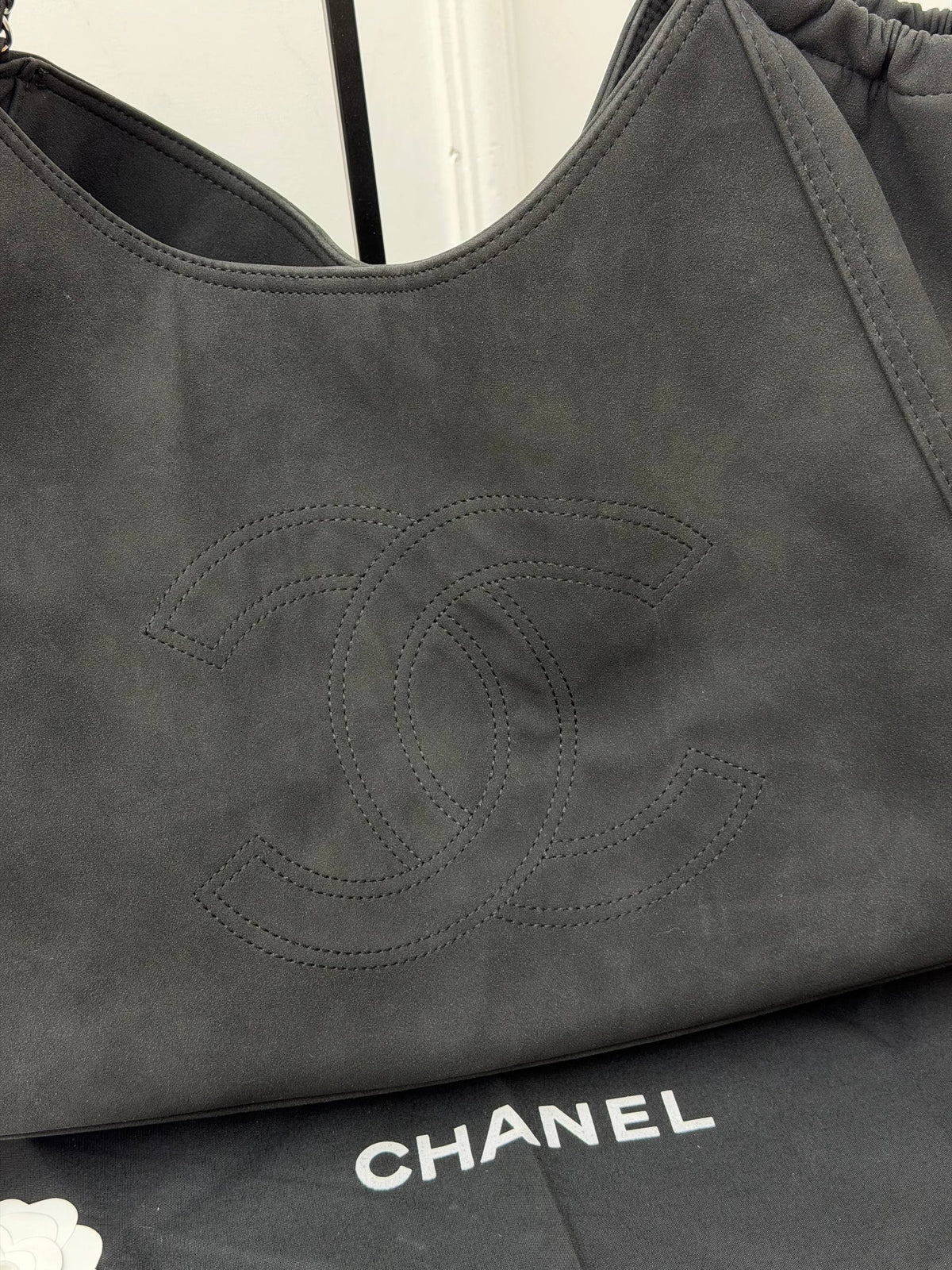 Chanel Suede Shopping Bag Black