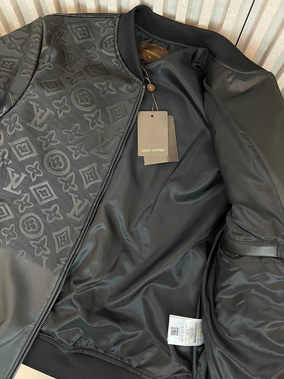 Louis Vuitton Monogram Embossed Bomber Jacket Black
