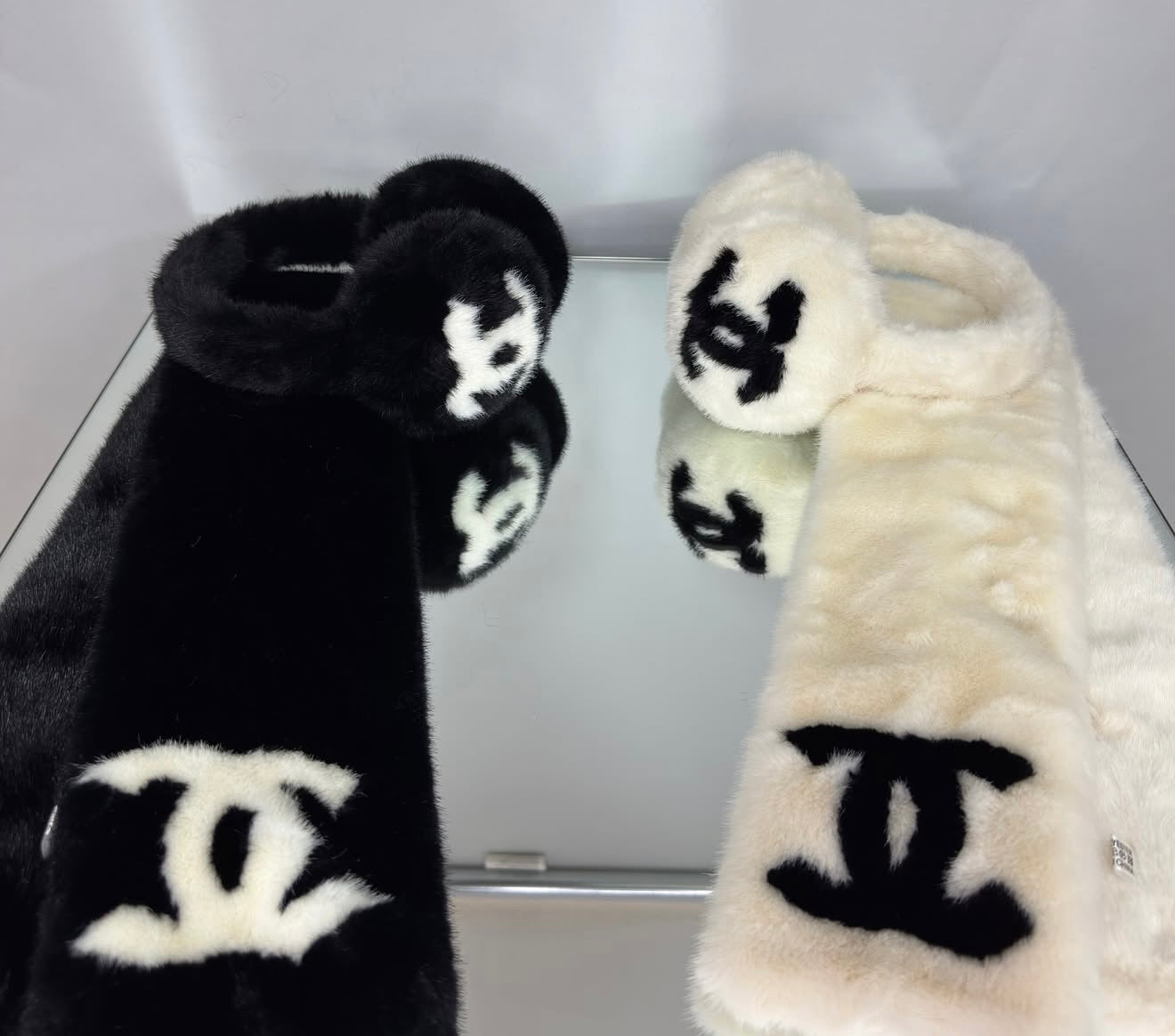 Chanel CC Faux Fur Earmuffs