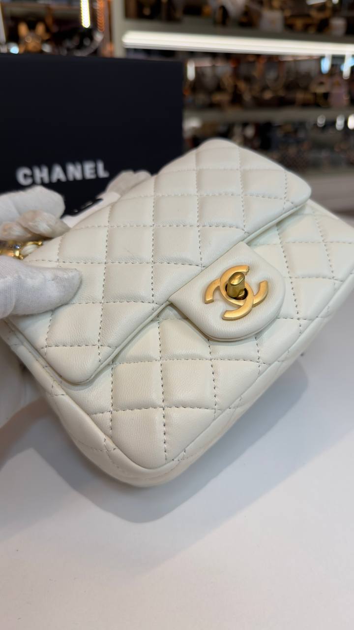 Chanel Mini Classic Flap Bag White Lambskin