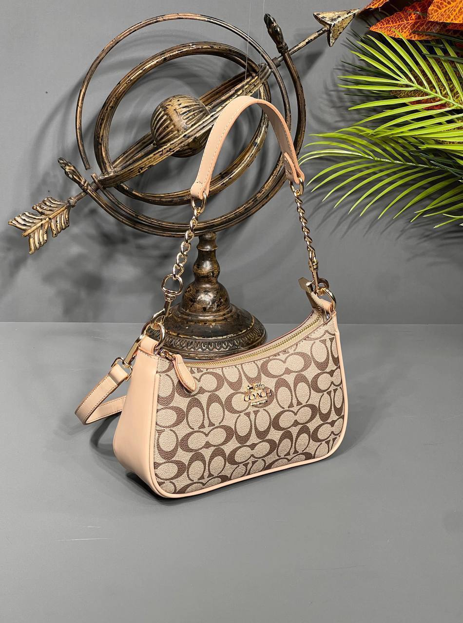 Coach Swinger Shoulder Bag Beige Signature