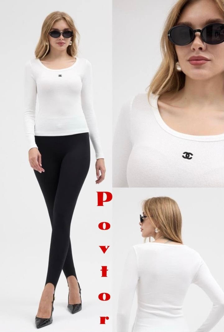 Chanel Ribbed Long Sleeve Top White