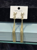 YSL Logo Tassel Gold Earrings