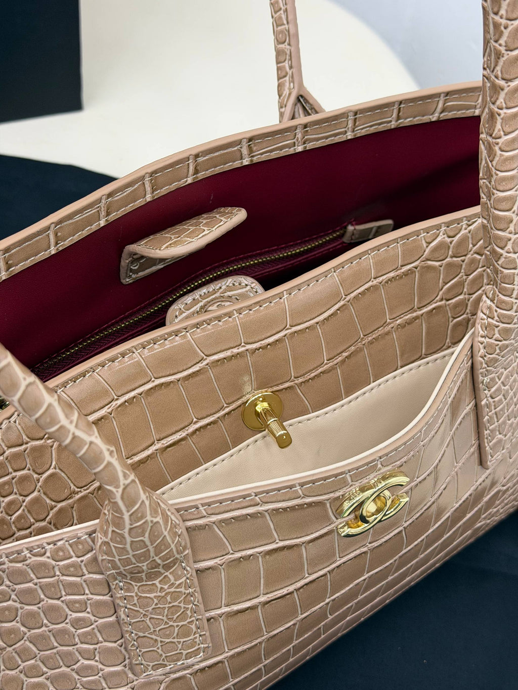 CHANEL Gabrielle Bucket Bag Suede Beige