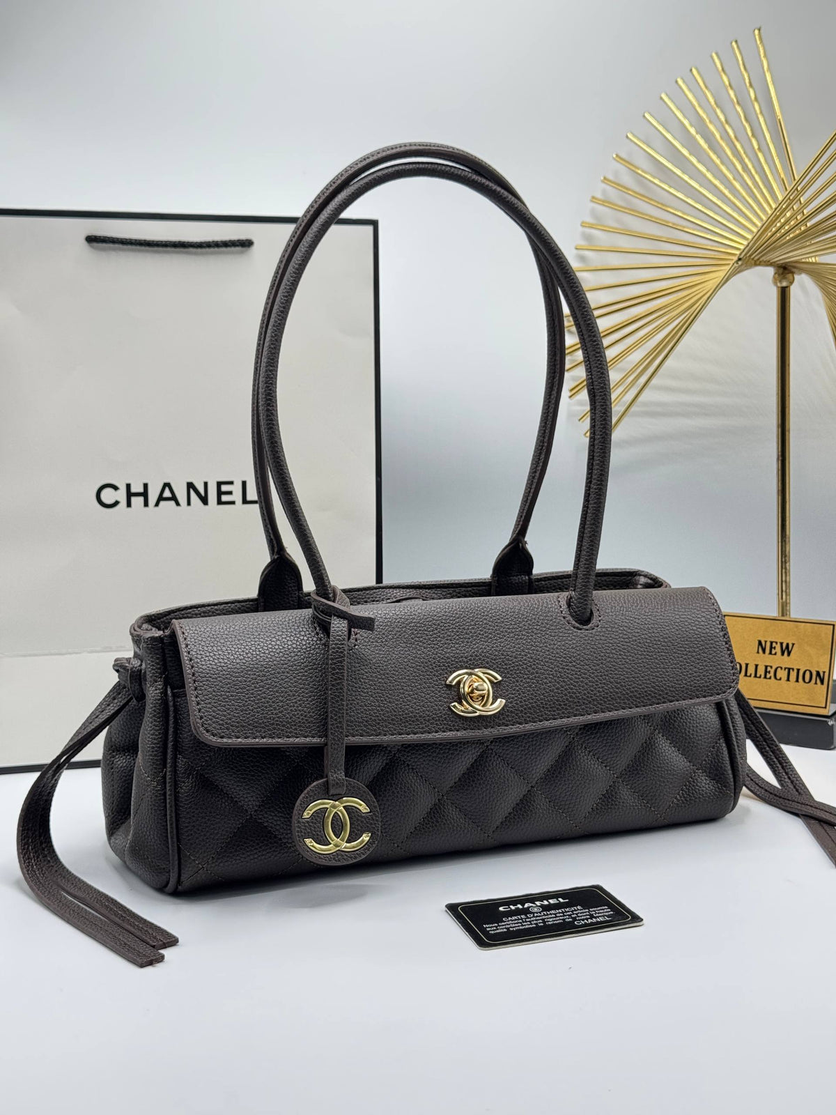 Chanel Quilted Shoulder Bag Dark Brown