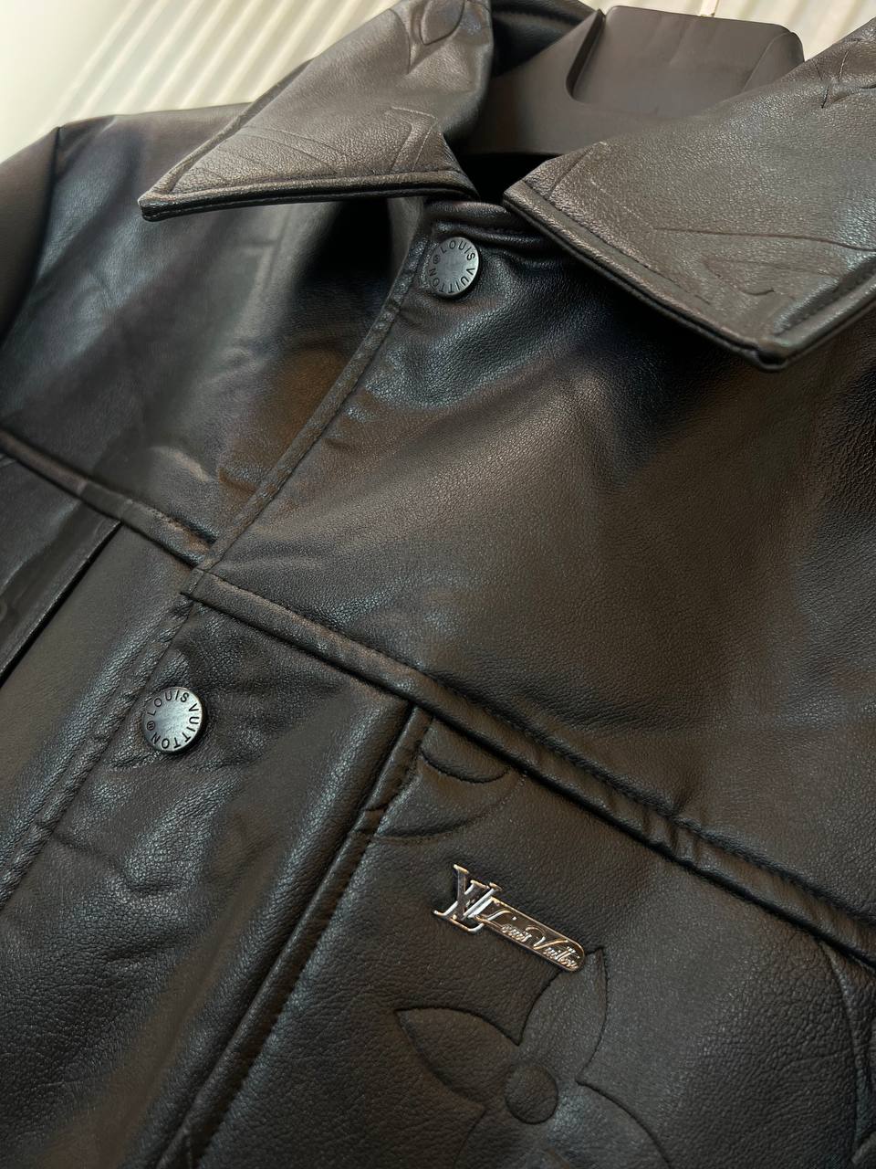 Louis Vuitton Monogram Embossed Leather Jacket Black