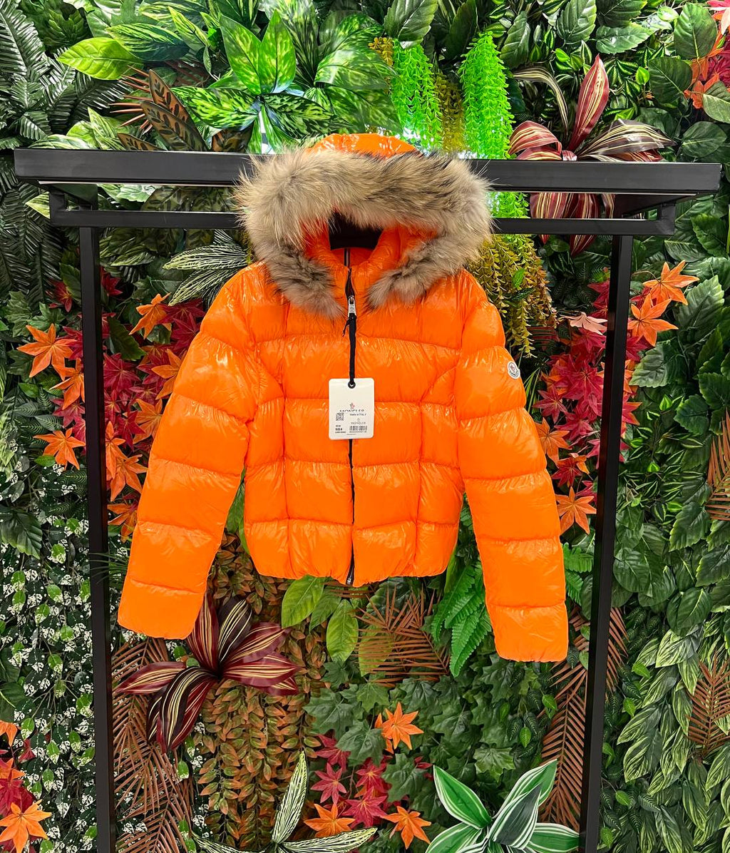 Moncler Fur Hood Down Jacket Orange