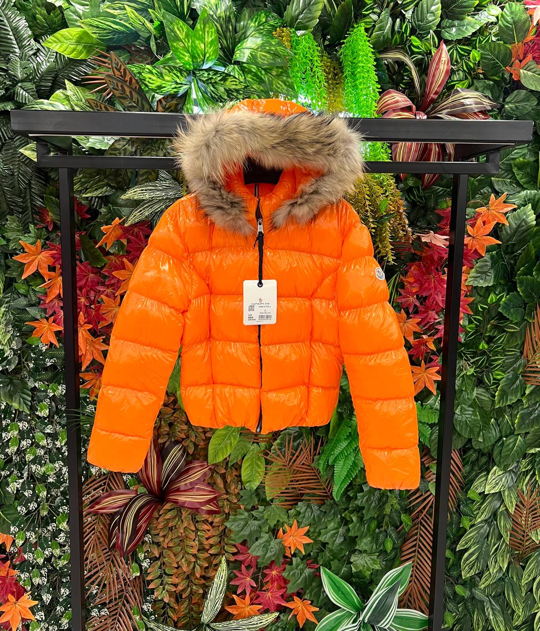 Moncler Fur Hood Down Jacket Orange